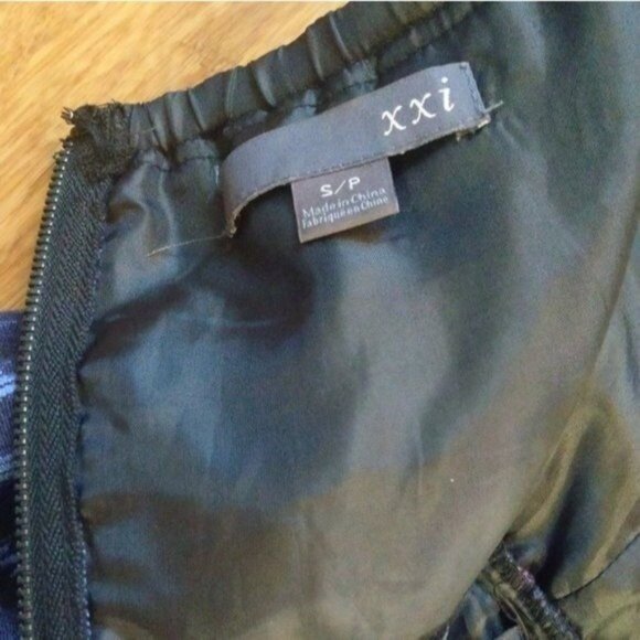 FOREVER 21 Womens Dress Small Brush Stroke Blue Black Strapless Sheath Tulle - Picture 5 of 6